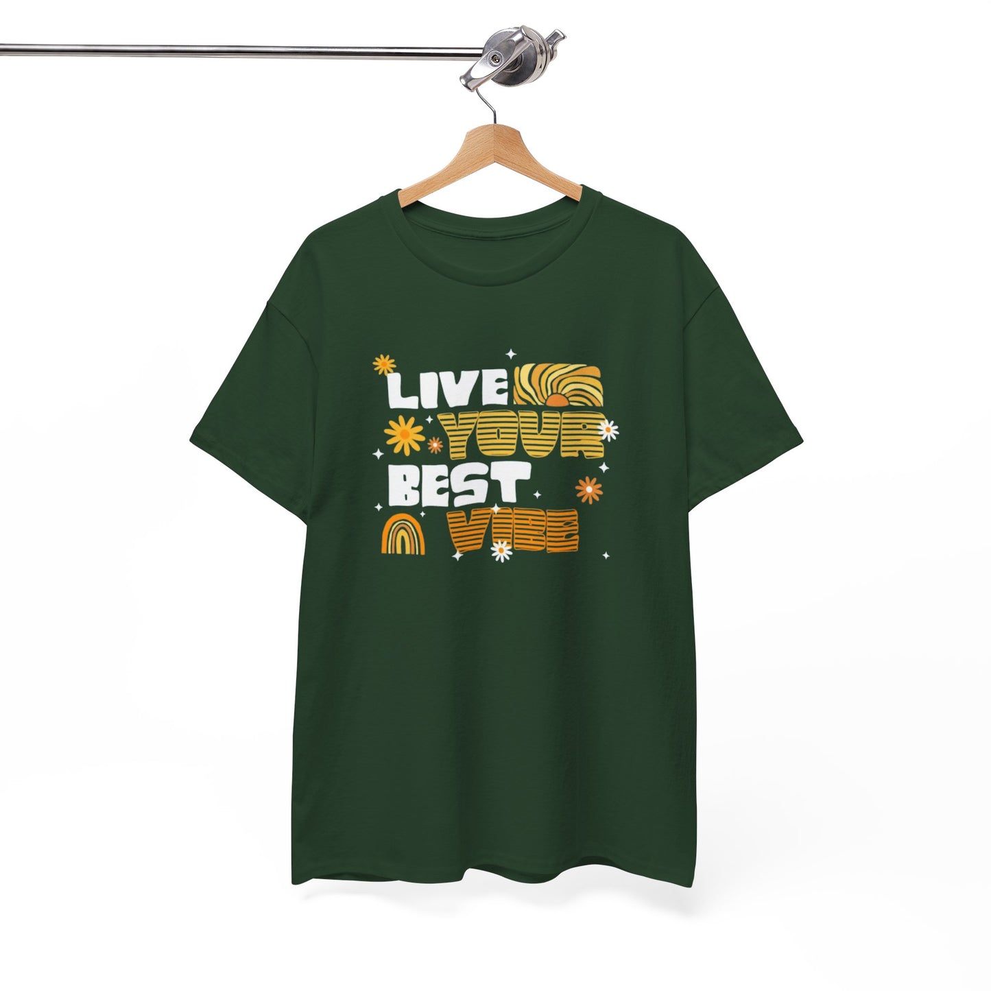 Unisex Heavy Cotton Tee - Live Your Best Vibe, Casual Wear, Summer Fashion, Motivational Tee, Gift for Friends, Inspirational Shirt