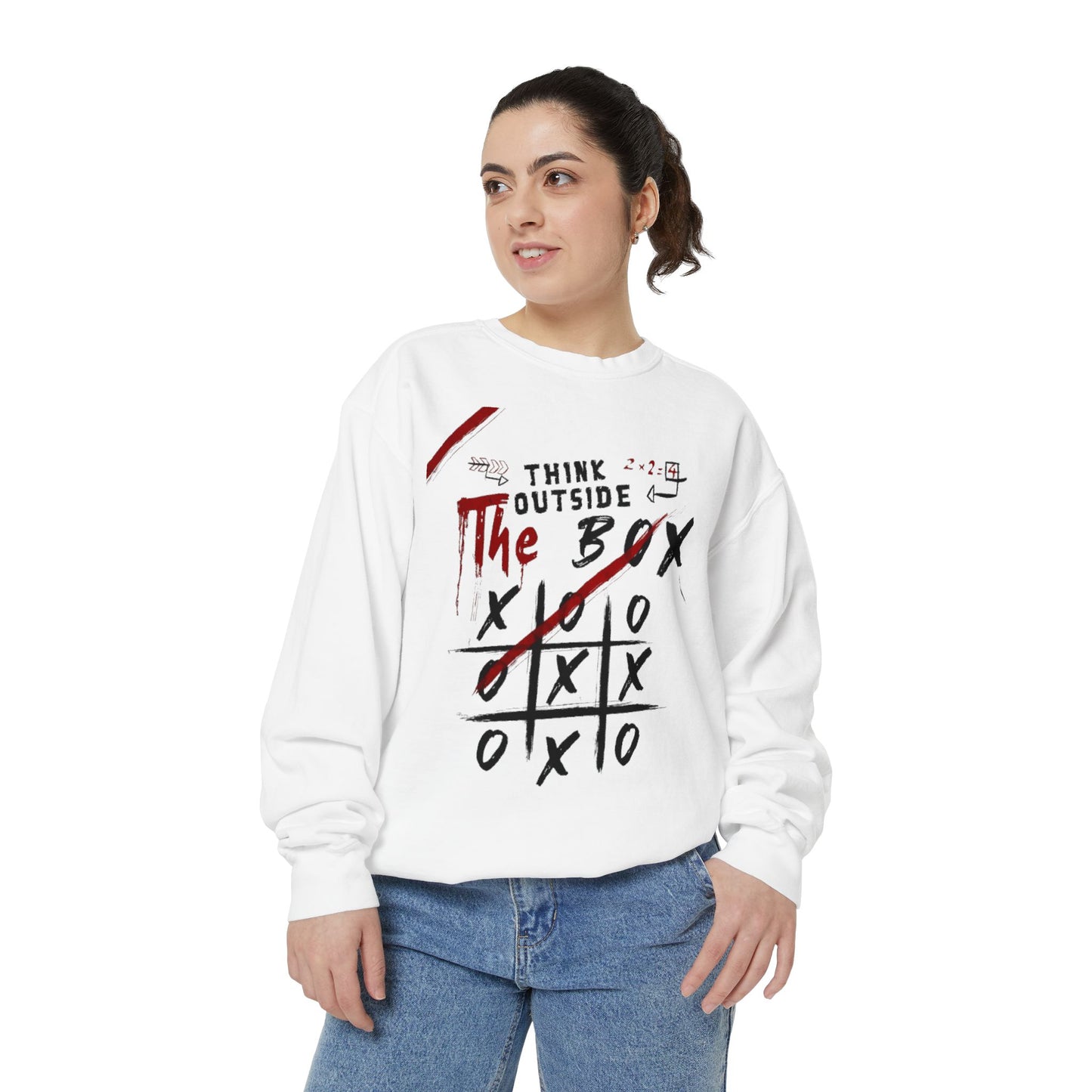 Think Outside the Box Sweatshirt, Unisex Garment-Dyed Hoodie, Casual Pullover, Gift for Creative Minds, Cozy Streetwear