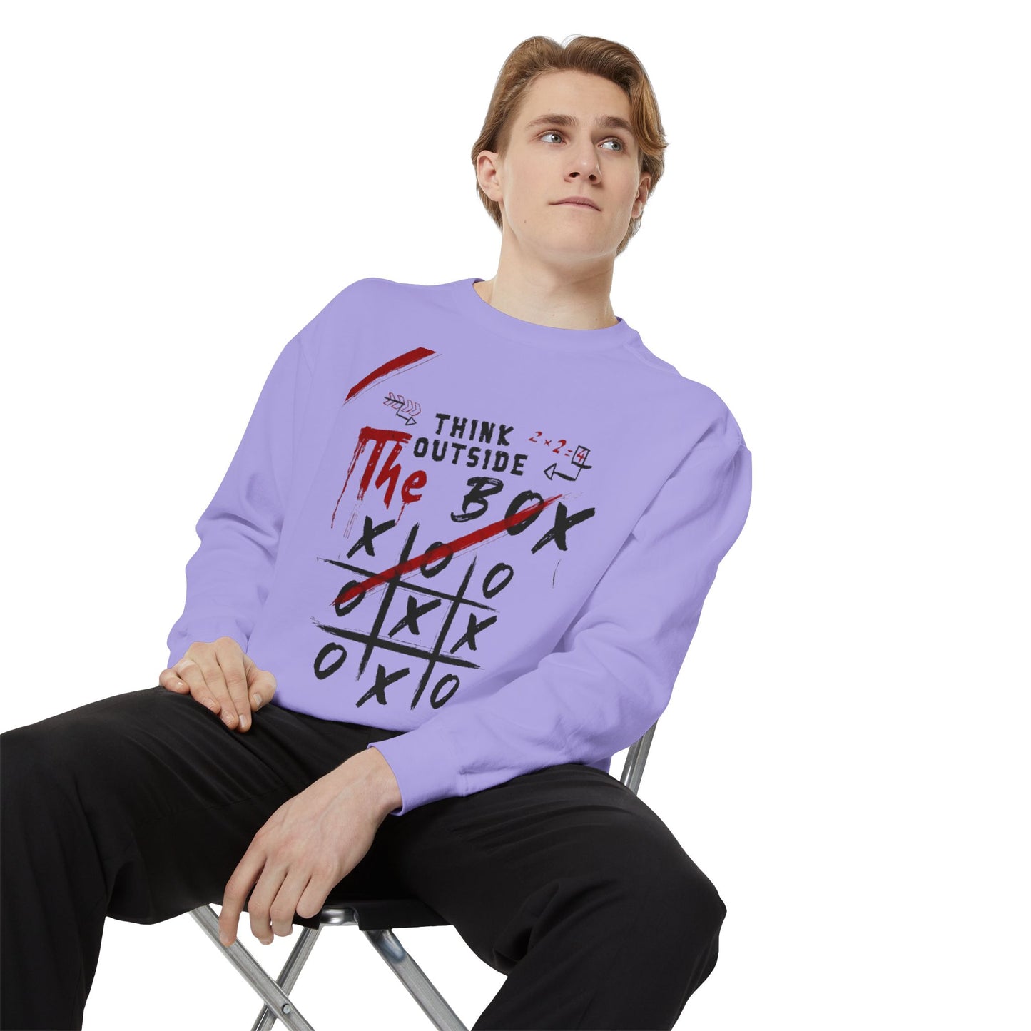 Think Outside the Box Sweatshirt, Unisex Garment-Dyed Hoodie, Casual Pullover, Gift for Creative Minds, Cozy Streetwear