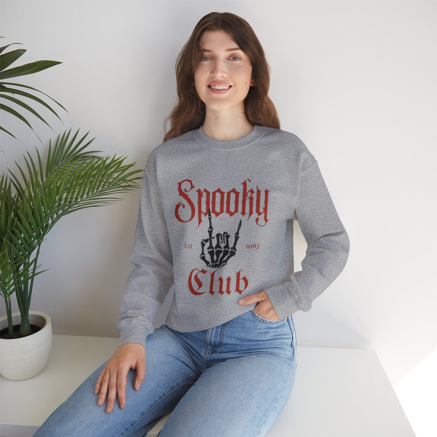 Spooky Club Crewneck Sweatshirt, Halloween Sweatshirt, Unisex Sweatshirt, Casual Fall Apparel, Cozy Halloween Top