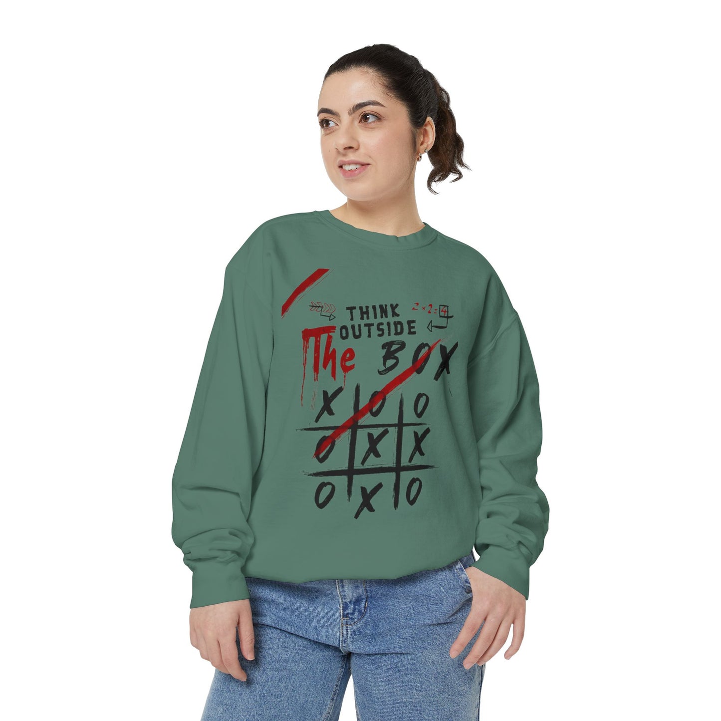 Think Outside the Box Sweatshirt, Unisex Garment-Dyed Hoodie, Casual Pullover, Gift for Creative Minds, Cozy Streetwear