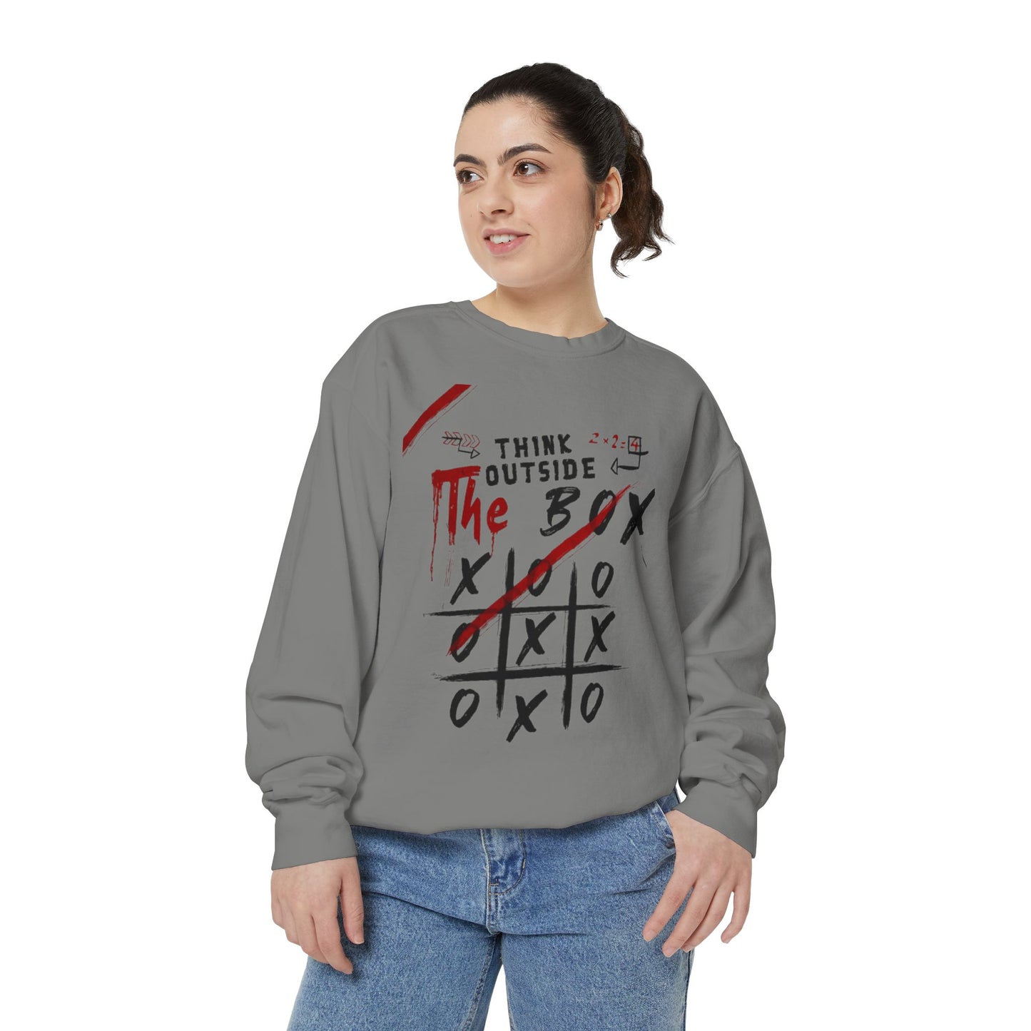 Think Outside the Box Sweatshirt, Unisex Garment-Dyed Hoodie, Casual Pullover, Gift for Creative Minds, Cozy Streetwear