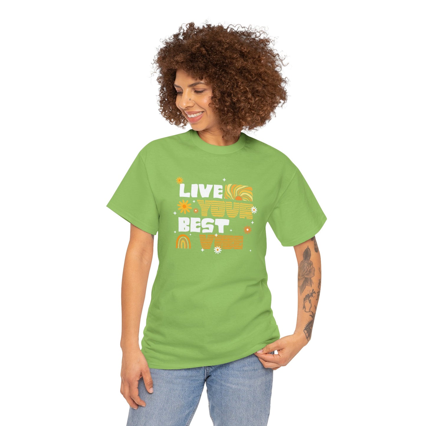 Unisex Heavy Cotton Tee - Live Your Best Vibe, Casual Wear, Summer Fashion, Motivational Tee, Gift for Friends, Inspirational Shirt