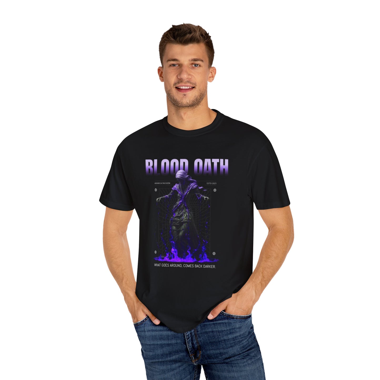 Blood Oath Unisex T-Shirt | Edgy Graphic Tee for Gamers, Halloween Costume, Gift for Him, Statement Style, Festival Apparel