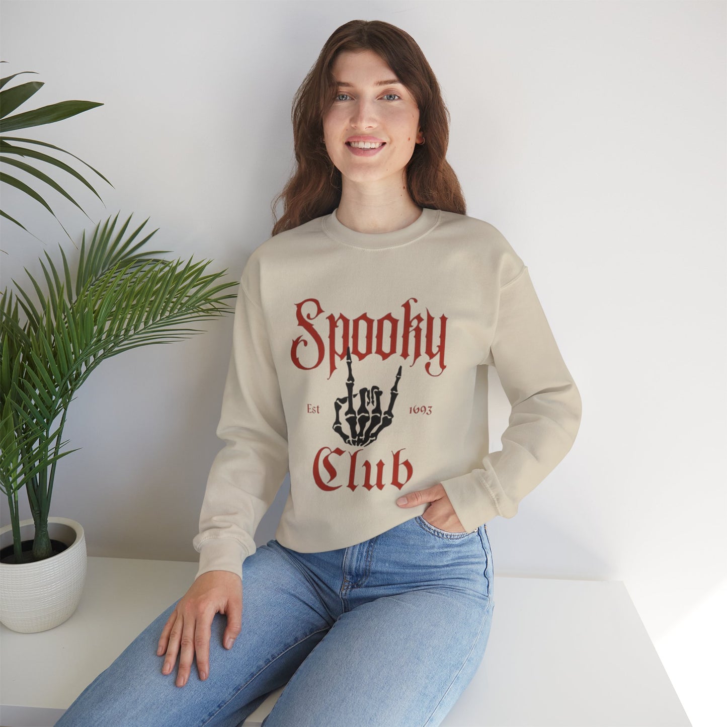 Spooky Club Crewneck Sweatshirt, Halloween Sweatshirt, Unisex Sweatshirt, Casual Fall Apparel, Cozy Halloween Top