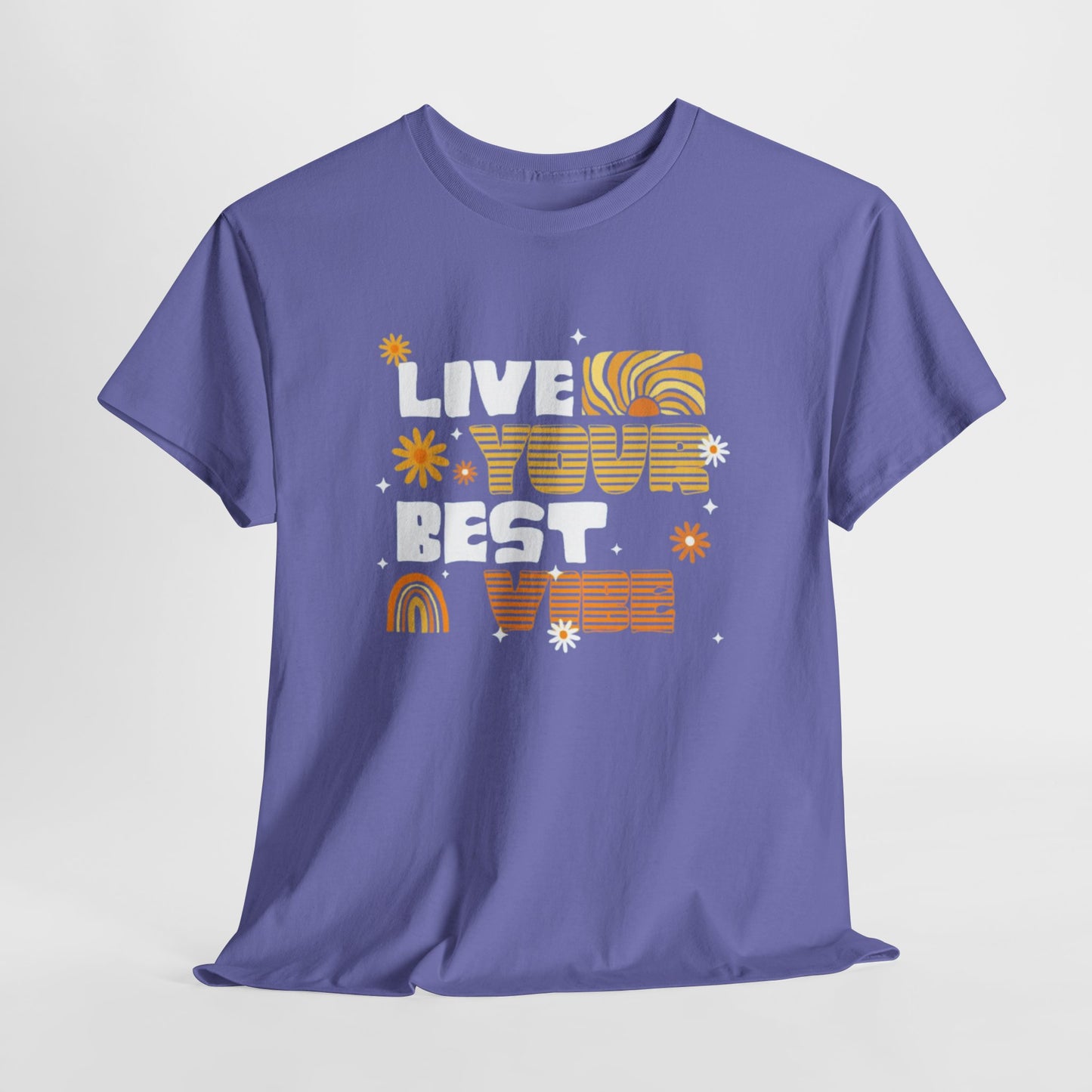 Unisex Heavy Cotton Tee - Live Your Best Vibe, Casual Wear, Summer Fashion, Motivational Tee, Gift for Friends, Inspirational Shirt