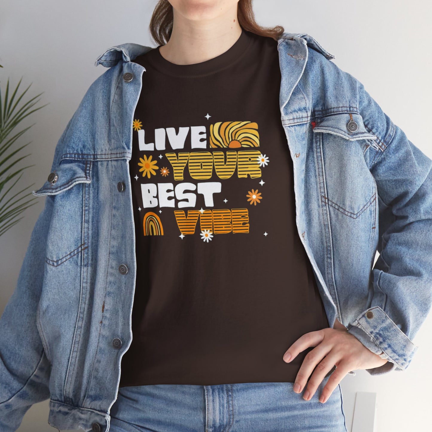 Unisex Heavy Cotton Tee - Live Your Best Vibe, Casual Wear, Summer Fashion, Motivational Tee, Gift for Friends, Inspirational Shirt