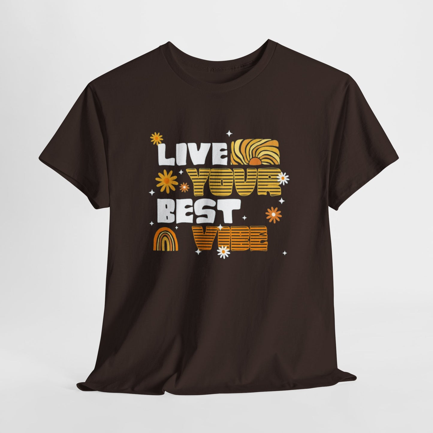 Unisex Heavy Cotton Tee - Live Your Best Vibe, Casual Wear, Summer Fashion, Motivational Tee, Gift for Friends, Inspirational Shirt