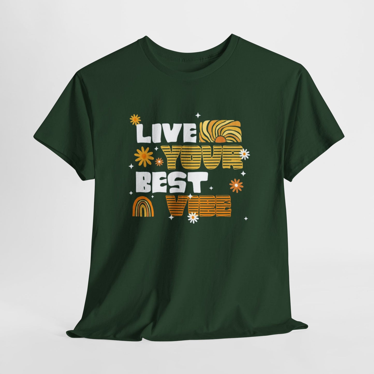 Unisex Heavy Cotton Tee - Live Your Best Vibe, Casual Wear, Summer Fashion, Motivational Tee, Gift for Friends, Inspirational Shirt