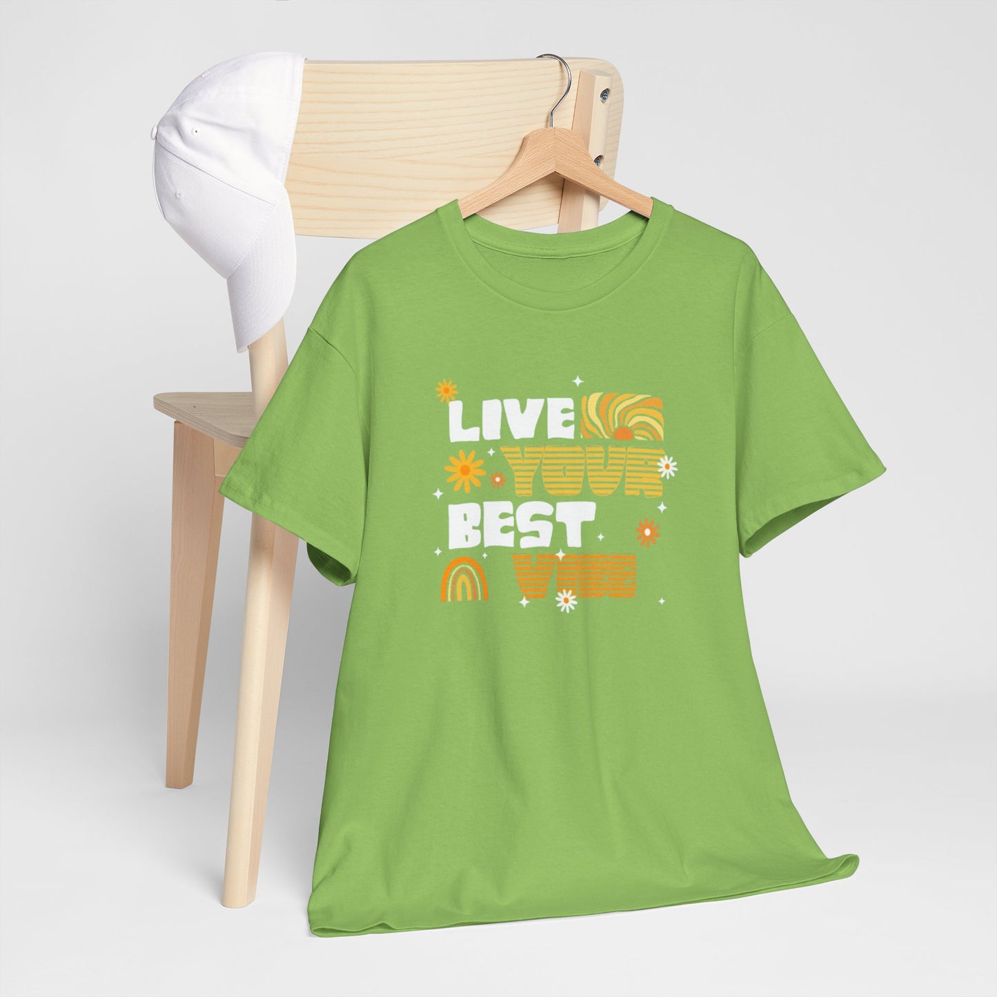 Unisex Heavy Cotton Tee - Live Your Best Vibe, Casual Wear, Summer Fashion, Motivational Tee, Gift for Friends, Inspirational Shirt