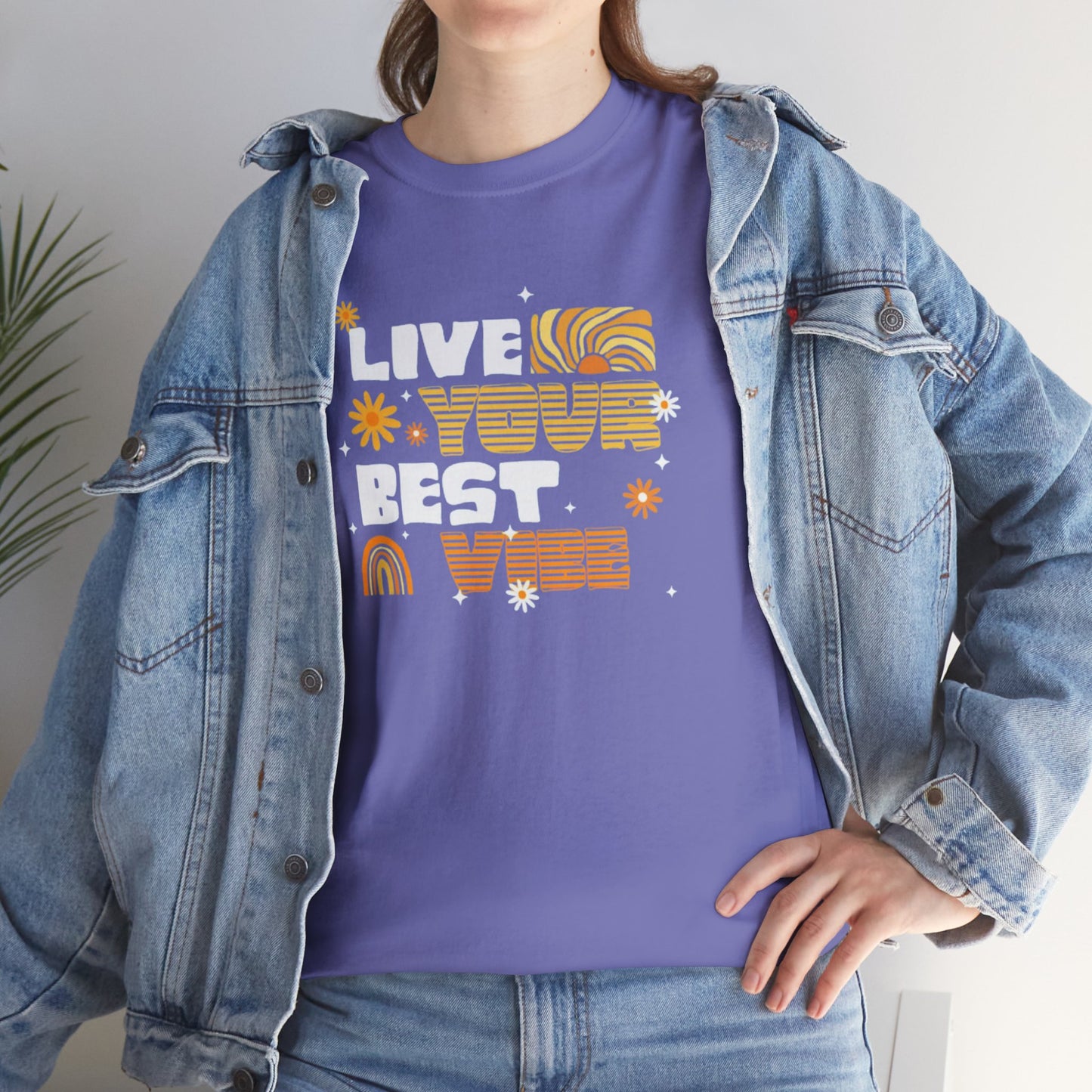 Unisex Heavy Cotton Tee - Live Your Best Vibe, Casual Wear, Summer Fashion, Motivational Tee, Gift for Friends, Inspirational Shirt