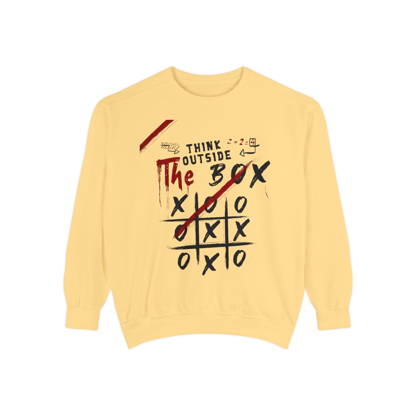 Think Outside the Box Sweatshirt, Unisex Garment-Dyed Hoodie, Casual Pullover, Gift for Creative Minds, Cozy Streetwear