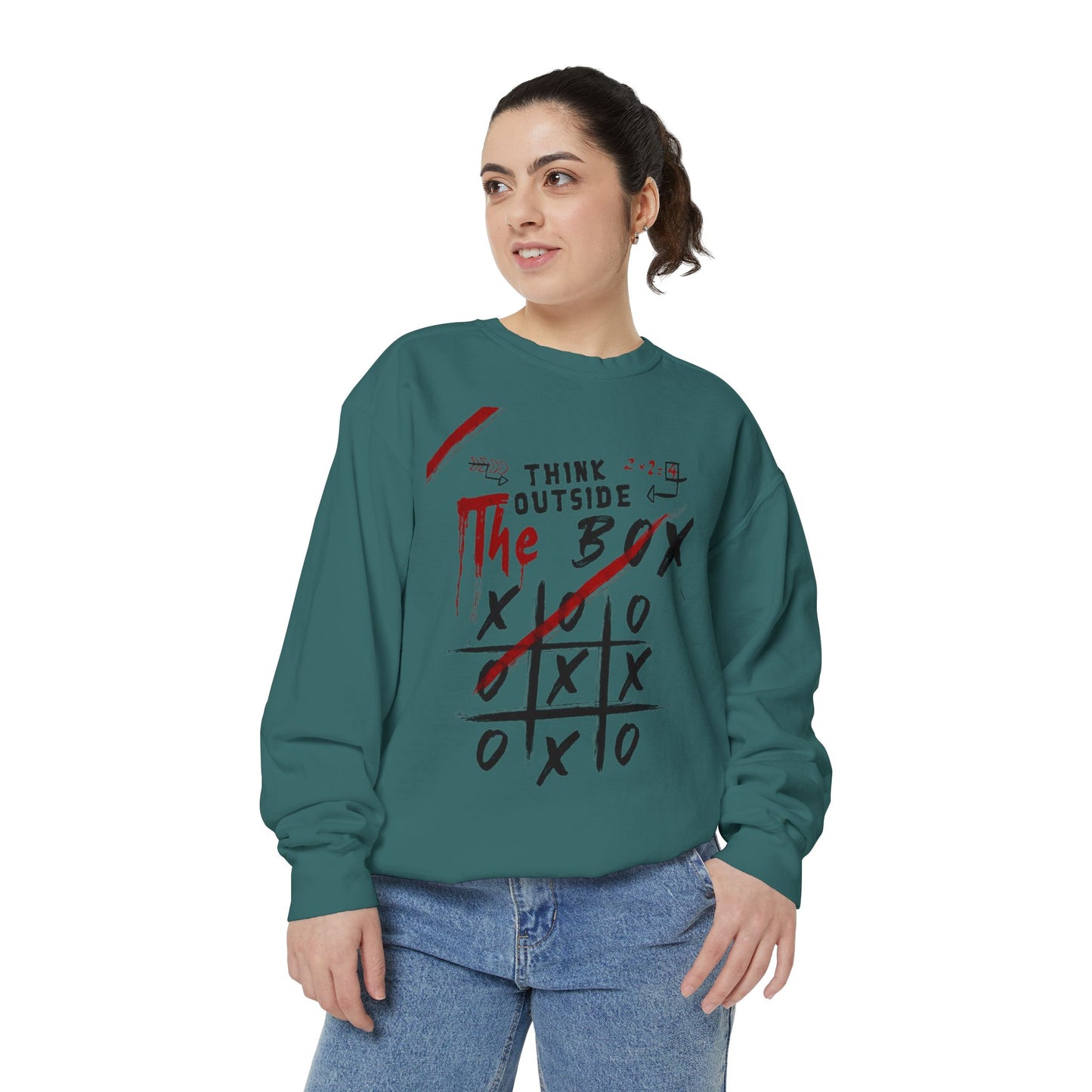 Think Outside the Box Sweatshirt, Unisex Garment-Dyed Hoodie, Casual Pullover, Gift for Creative Minds, Cozy Streetwear