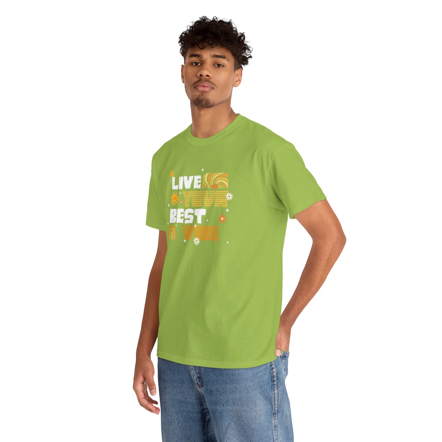 Unisex Heavy Cotton Tee - Live Your Best Vibe, Casual Wear, Summer Fashion, Motivational Tee, Gift for Friends, Inspirational Shirt