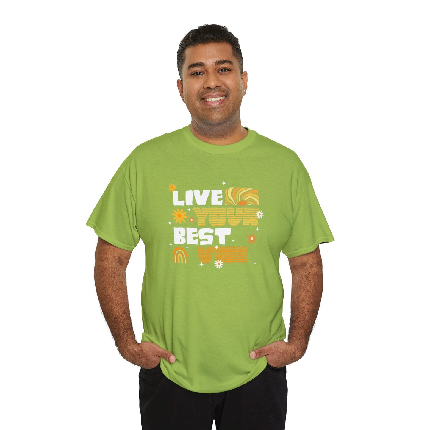 Unisex Heavy Cotton Tee - Live Your Best Vibe, Casual Wear, Summer Fashion, Motivational Tee, Gift for Friends, Inspirational Shirt