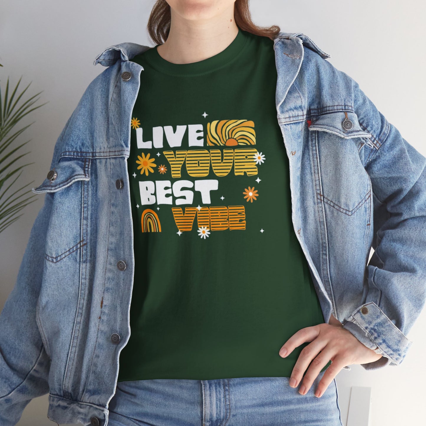 Unisex Heavy Cotton Tee - Live Your Best Vibe, Casual Wear, Summer Fashion, Motivational Tee, Gift for Friends, Inspirational Shirt
