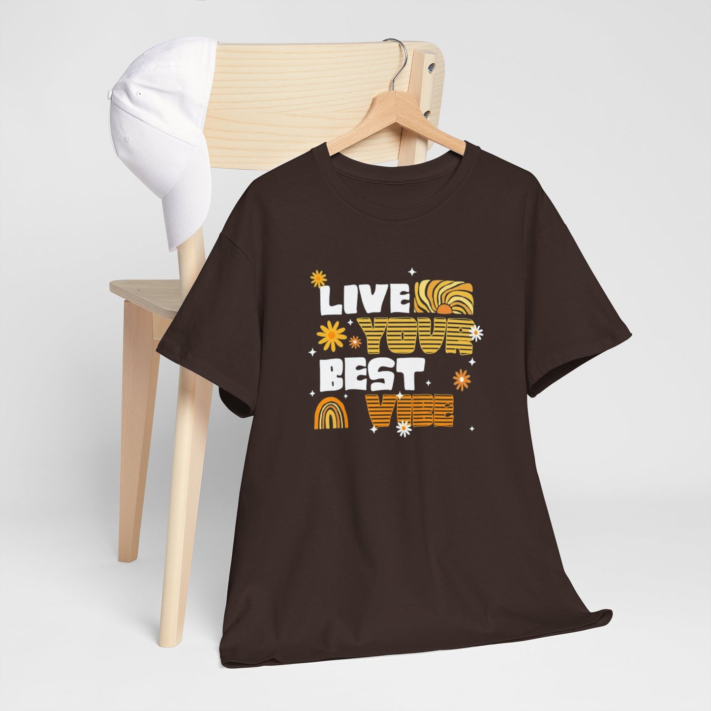 Unisex Heavy Cotton Tee - Live Your Best Vibe, Casual Wear, Summer Fashion, Motivational Tee, Gift for Friends, Inspirational Shirt