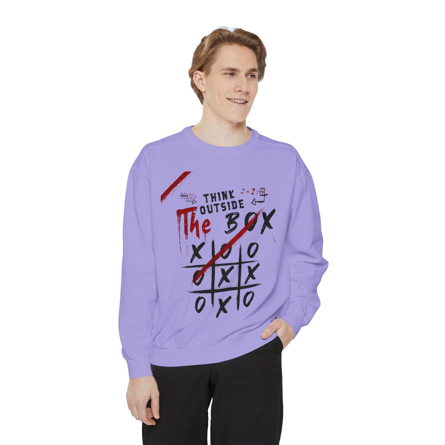 Think Outside the Box Sweatshirt, Unisex Garment-Dyed Hoodie, Casual Pullover, Gift for Creative Minds, Cozy Streetwear