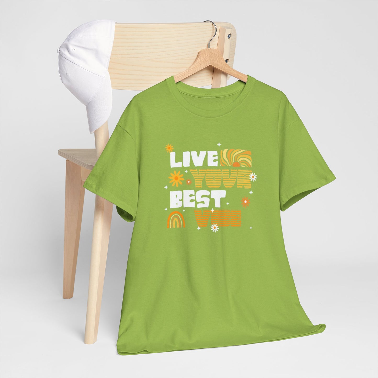 Unisex Heavy Cotton Tee - Live Your Best Vibe, Casual Wear, Summer Fashion, Motivational Tee, Gift for Friends, Inspirational Shirt