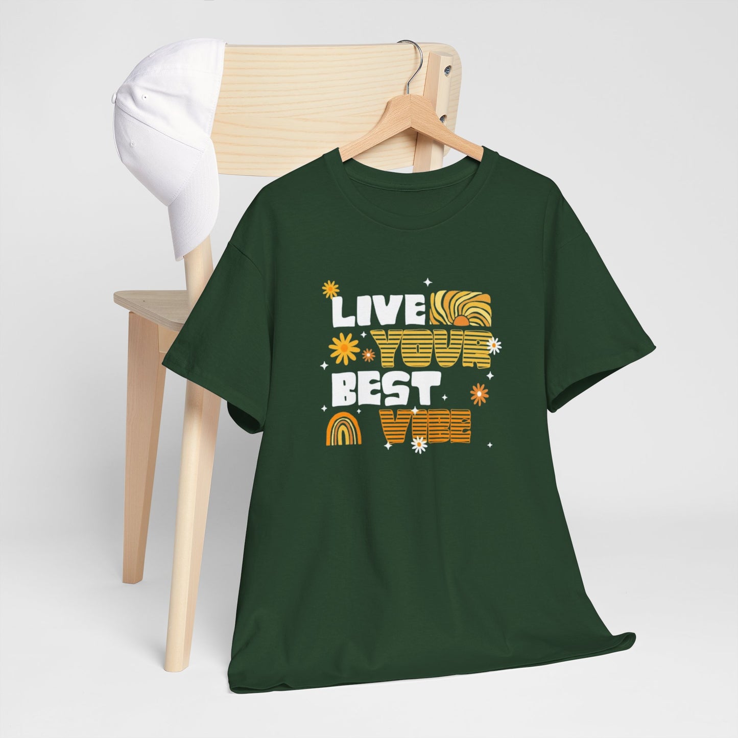 Unisex Heavy Cotton Tee - Live Your Best Vibe, Casual Wear, Summer Fashion, Motivational Tee, Gift for Friends, Inspirational Shirt