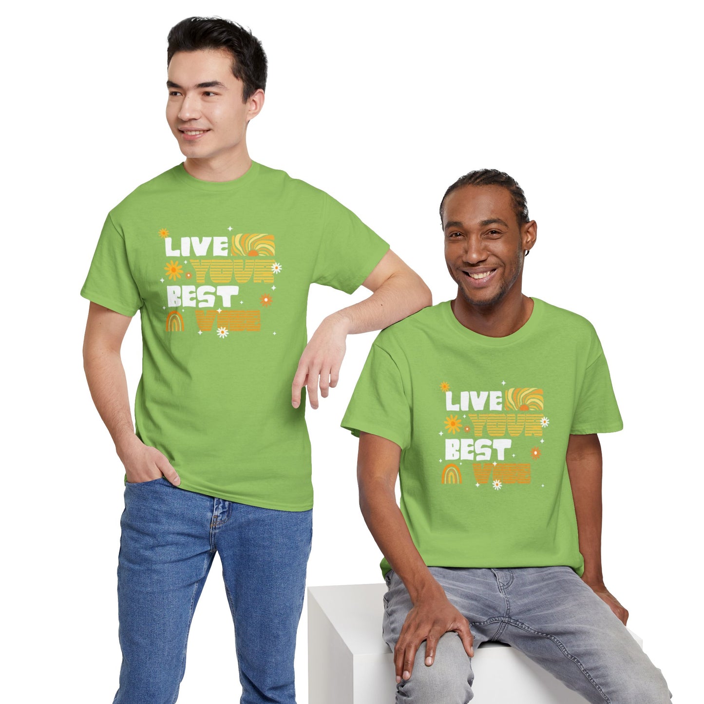 Unisex Heavy Cotton Tee - Live Your Best Vibe, Casual Wear, Summer Fashion, Motivational Tee, Gift for Friends, Inspirational Shirt