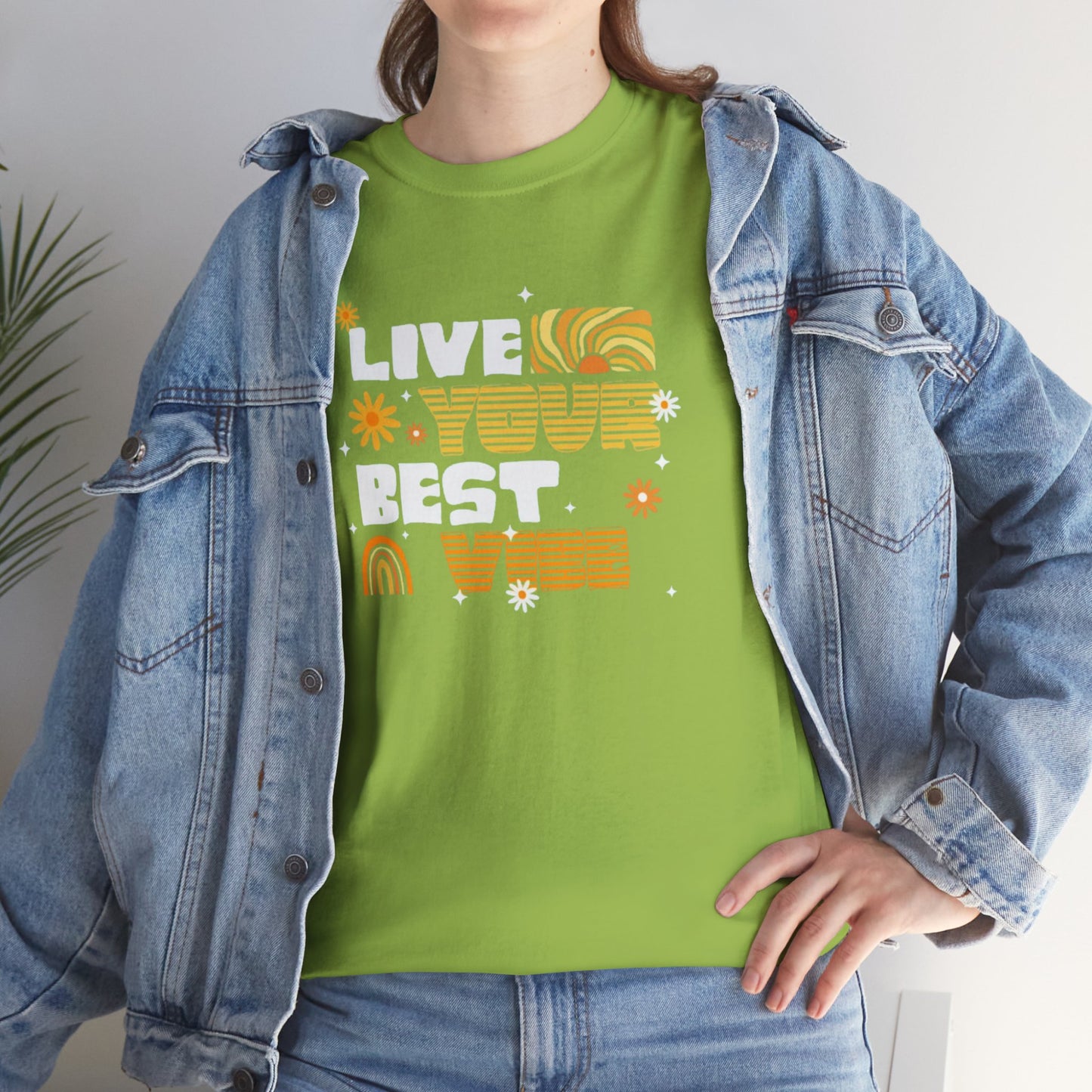 Unisex Heavy Cotton Tee - Live Your Best Vibe, Casual Wear, Summer Fashion, Motivational Tee, Gift for Friends, Inspirational Shirt