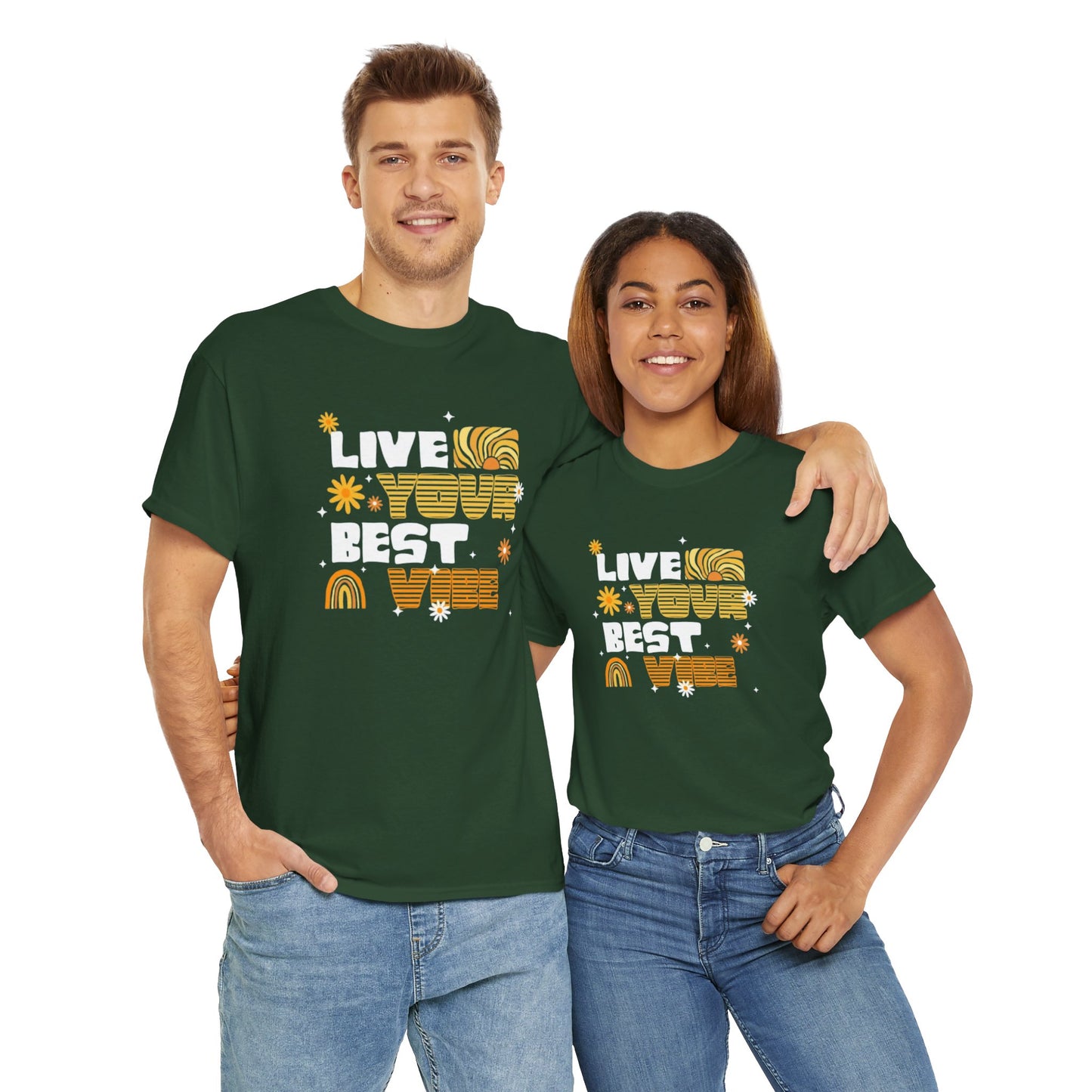 Unisex Heavy Cotton Tee - Live Your Best Vibe, Casual Wear, Summer Fashion, Motivational Tee, Gift for Friends, Inspirational Shirt