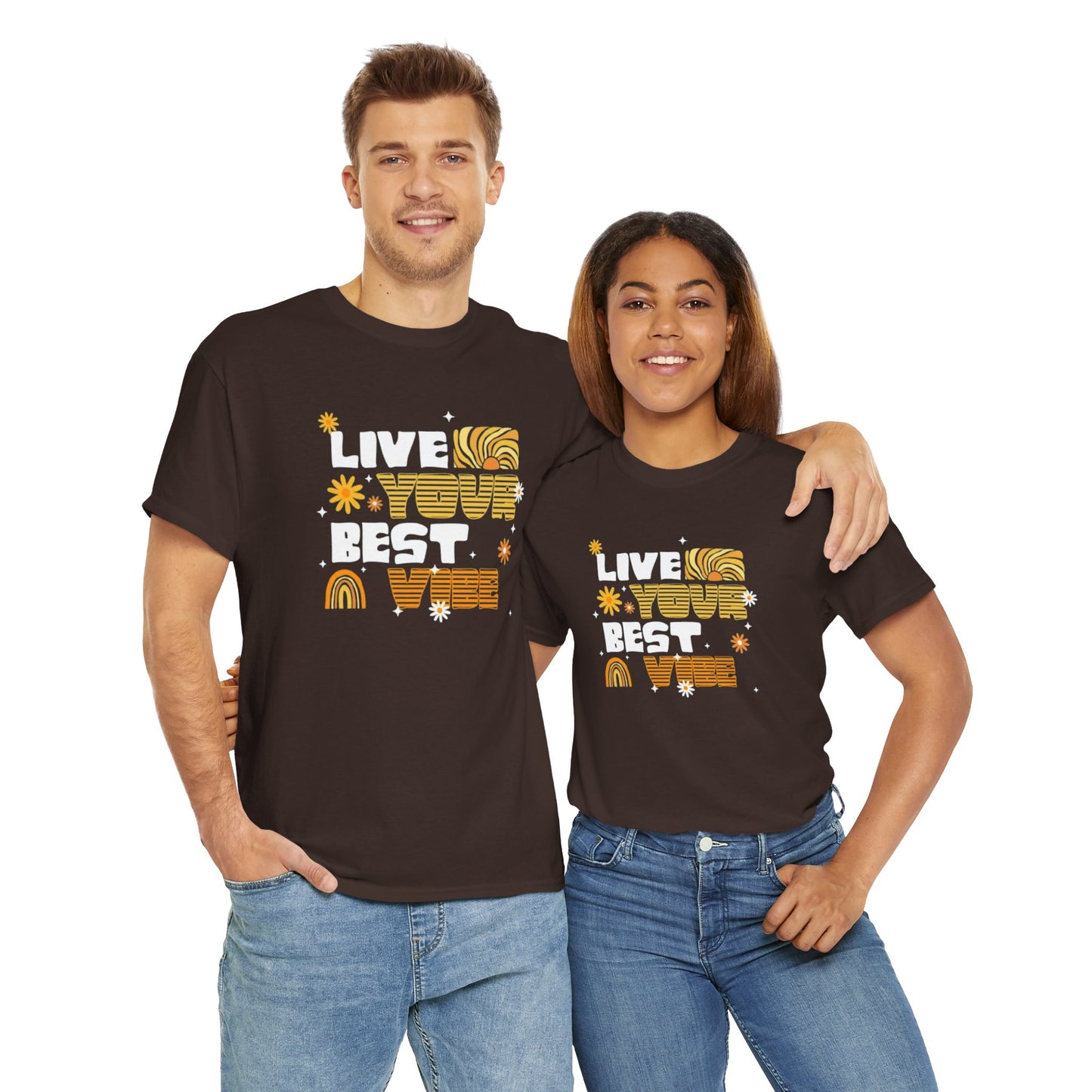 Unisex Heavy Cotton Tee - Live Your Best Vibe, Casual Wear, Summer Fashion, Motivational Tee, Gift for Friends, Inspirational Shirt