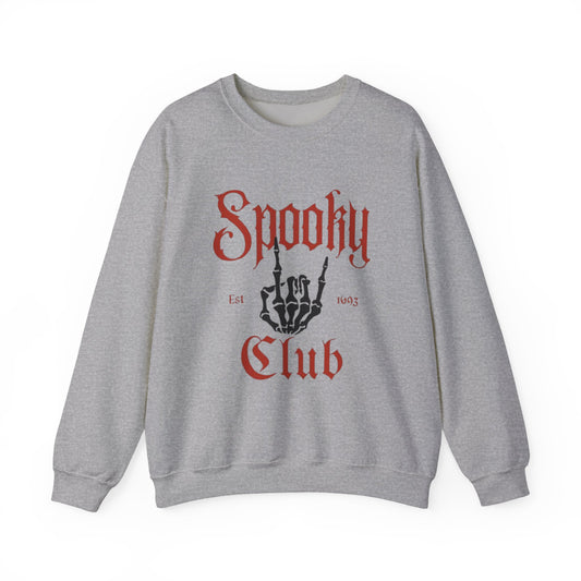 Spooky Club Crewneck Sweatshirt, Halloween Sweatshirt, Unisex Sweatshirt, Casual Fall Apparel, Cozy Halloween Top
