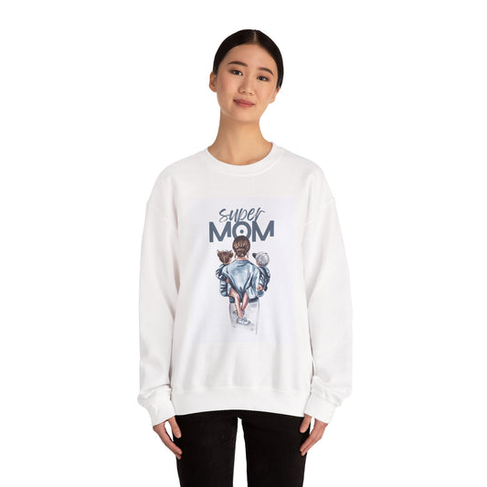 Super Mom Crewneck Sweatshirt – Cozy Gift for Mother's Day, Mom Life Apparel, Family Sweatshirt, Birthday Present