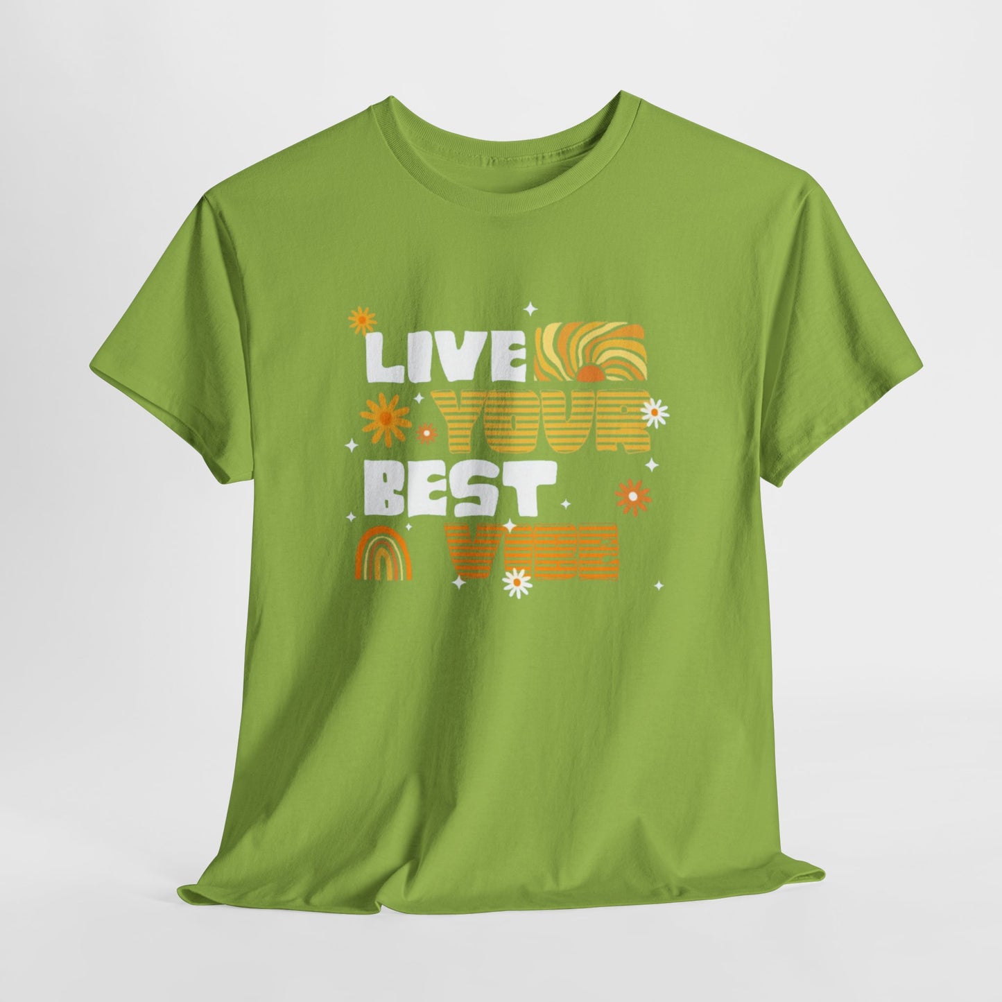 Unisex Heavy Cotton Tee - Live Your Best Vibe, Casual Wear, Summer Fashion, Motivational Tee, Gift for Friends, Inspirational Shirt