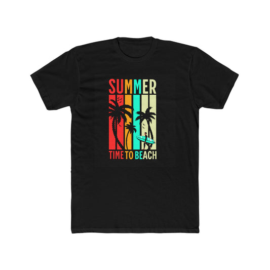 Summer Vibes Unisex Cotton Crew Tee - Time to Beach T-Shirt