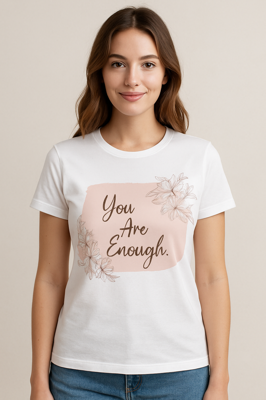 "You Are Enough" Unisex Cotton Tee, Inspirational Graphic Tee, Self-Care T-Shirt, Motivational Apparel, Gift for Her,