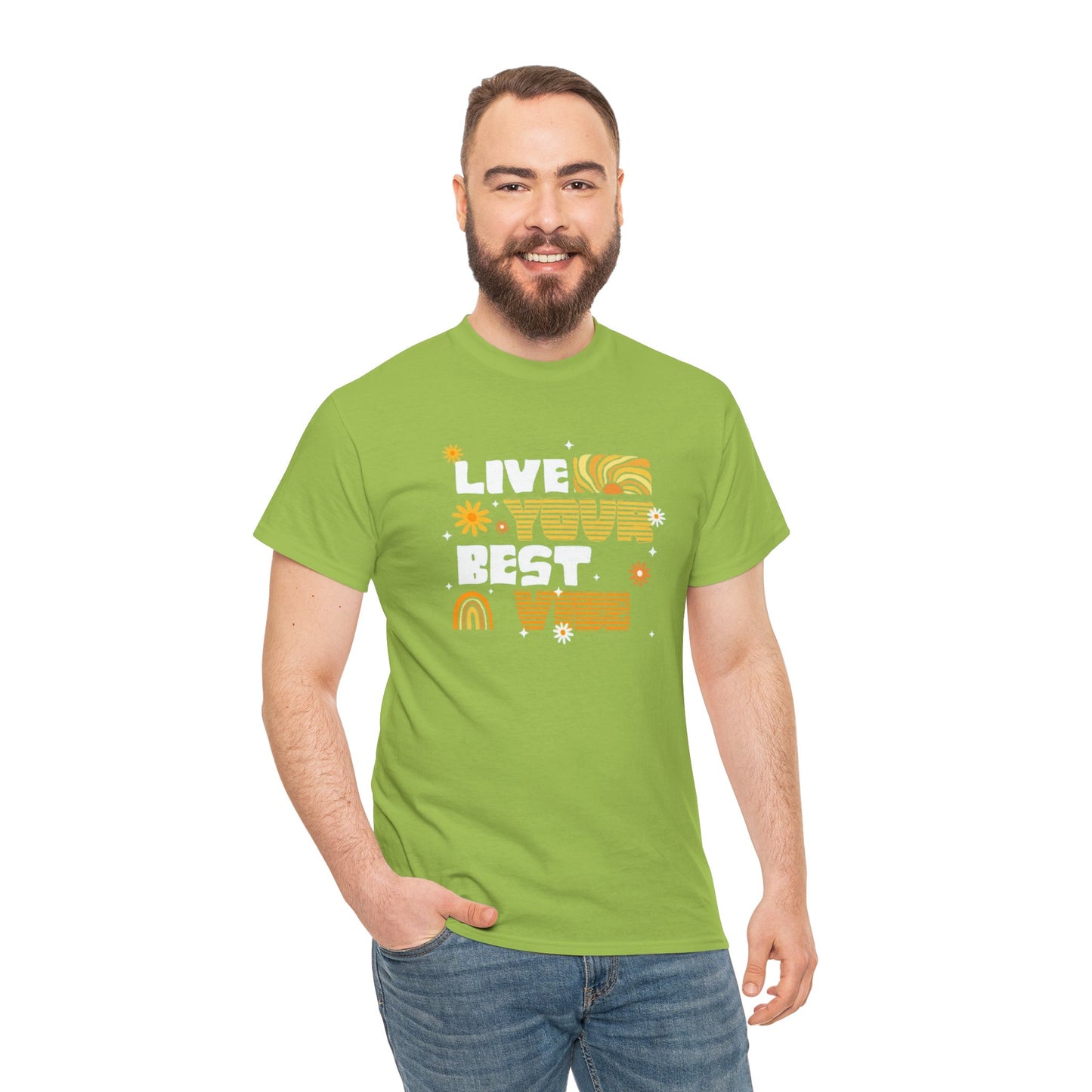 Unisex Heavy Cotton Tee - Live Your Best Vibe, Casual Wear, Summer Fashion, Motivational Tee, Gift for Friends, Inspirational Shirt