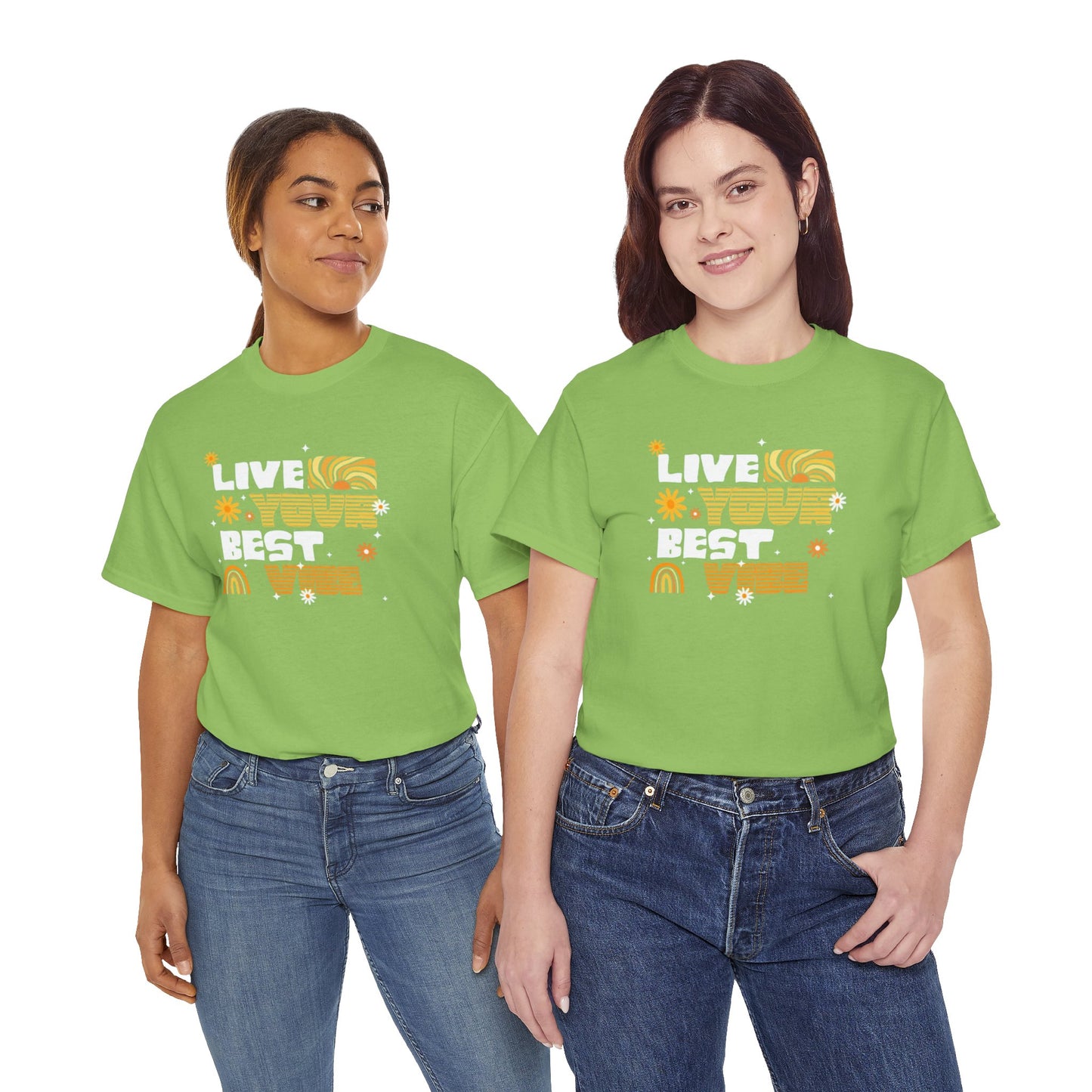 Unisex Heavy Cotton Tee - Live Your Best Vibe, Casual Wear, Summer Fashion, Motivational Tee, Gift for Friends, Inspirational Shirt
