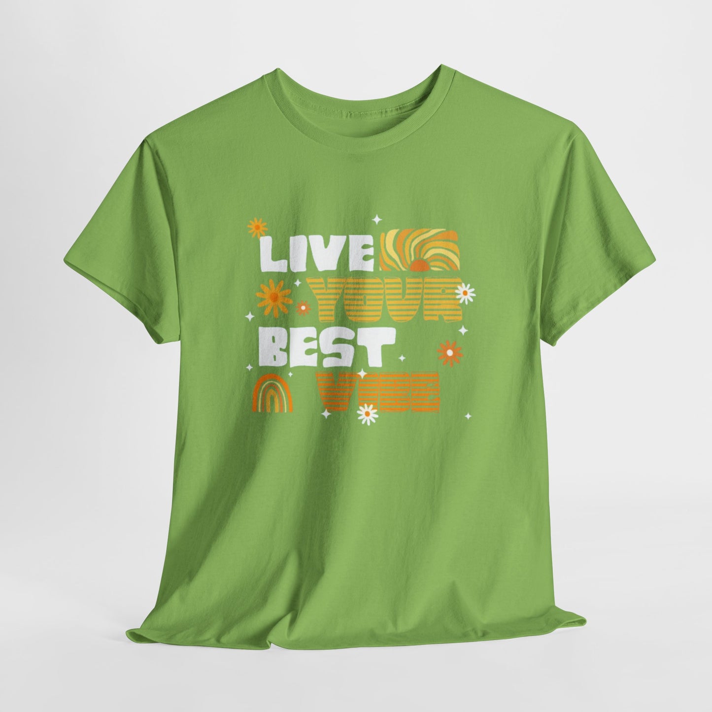 Unisex Heavy Cotton Tee - Live Your Best Vibe, Casual Wear, Summer Fashion, Motivational Tee, Gift for Friends, Inspirational Shirt