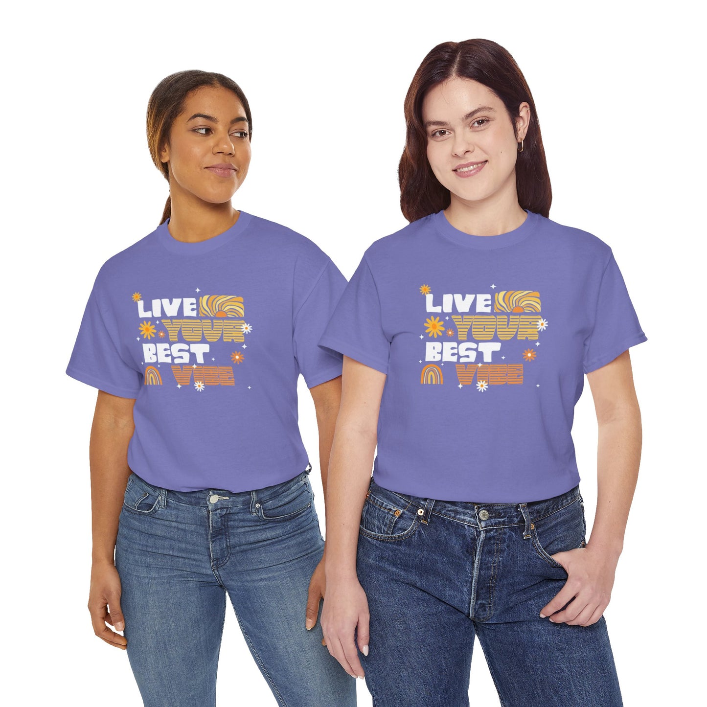 Unisex Heavy Cotton Tee - Live Your Best Vibe, Casual Wear, Summer Fashion, Motivational Tee, Gift for Friends, Inspirational Shirt