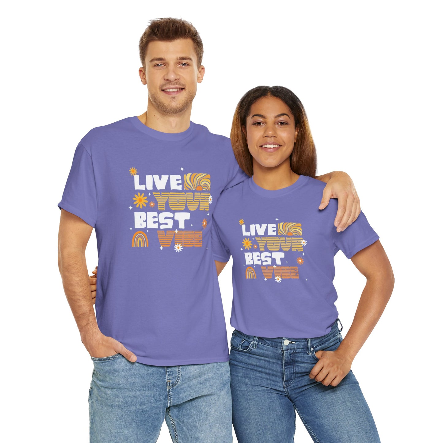 Unisex Heavy Cotton Tee - Live Your Best Vibe, Casual Wear, Summer Fashion, Motivational Tee, Gift for Friends, Inspirational Shirt