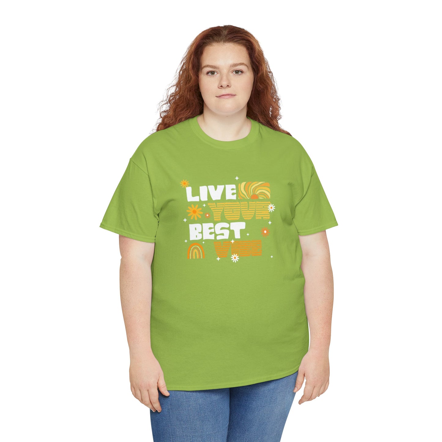 Unisex Heavy Cotton Tee - Live Your Best Vibe, Casual Wear, Summer Fashion, Motivational Tee, Gift for Friends, Inspirational Shirt